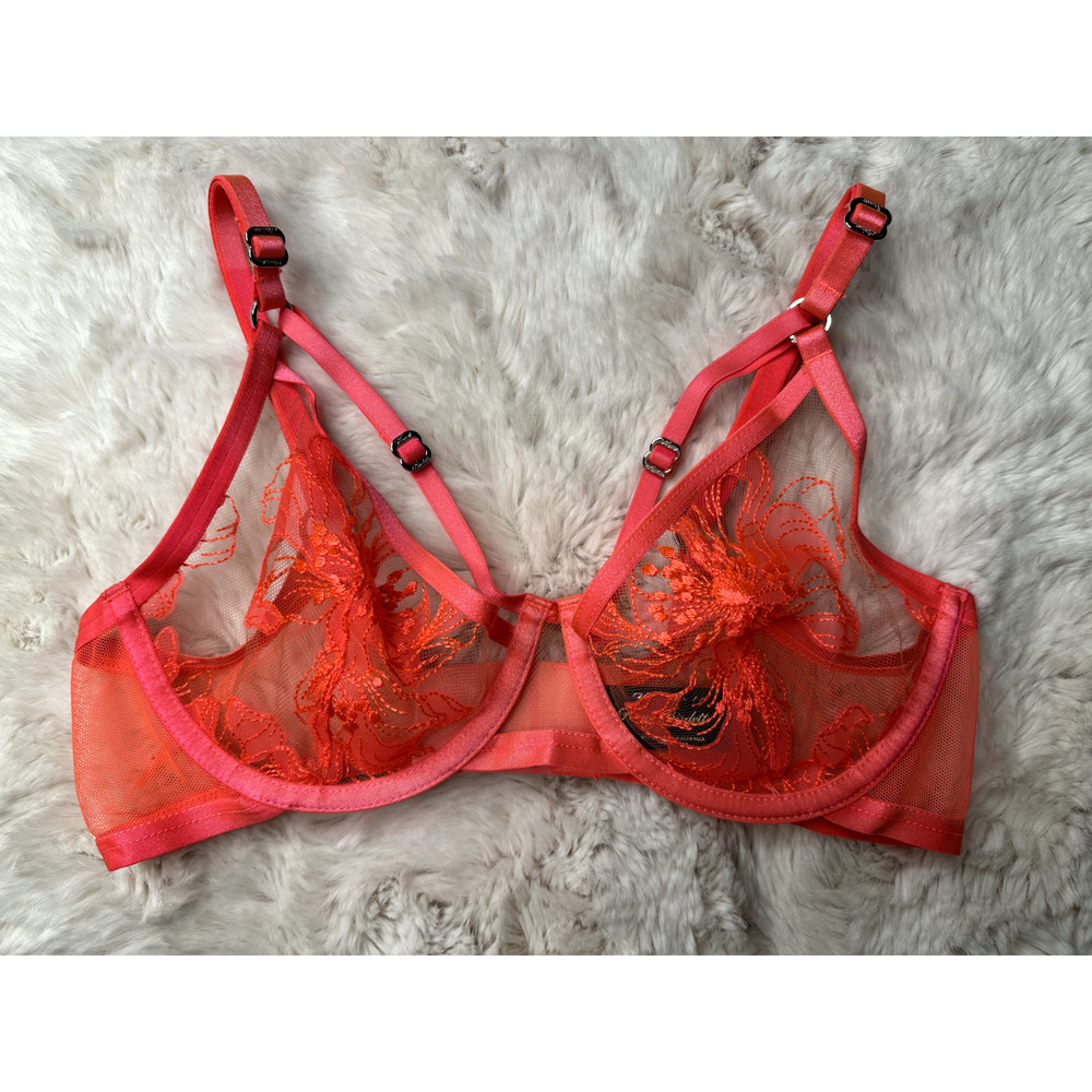 Honey Birdette MARIVIE🌸🩷 Neon Pink Floral Lace Bra 32D